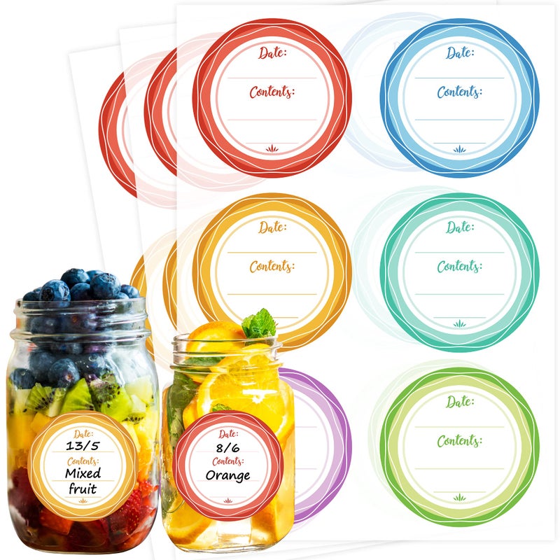 CHUBBIEE Mason Jar Lid Labels, Removable Waterproof Canning Sticker for Regular & Wide Mouth Jar, 2 Inch Round Write-On Tags for Jams, Jellies, Spices, Meal Prep & Pantry Organization, 90pcs (Forest Streams) - Image 1